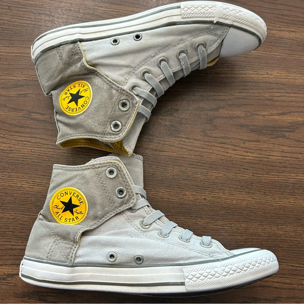 Converse‎ Gray and Yellow High-Top Sneakers Size 6.5 - Picture 9 of 16